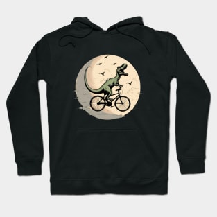 Dinosaur Bicycle Full Moon T-Rex Hoodie